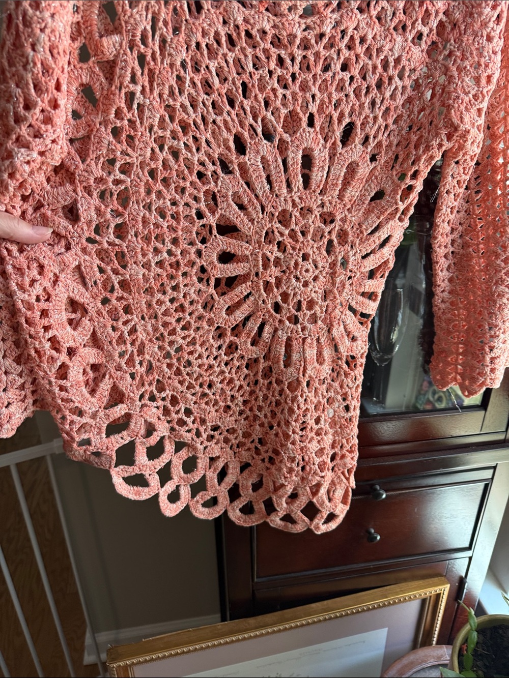 Boston Proper Peach Crochet Openwork Top - Picture 4 of 5